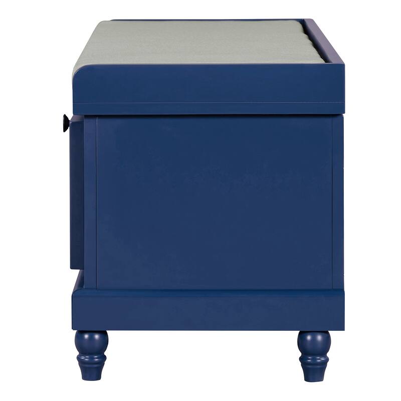 Classic Fluted Shoe Bench with Cushion & 3 Drawers