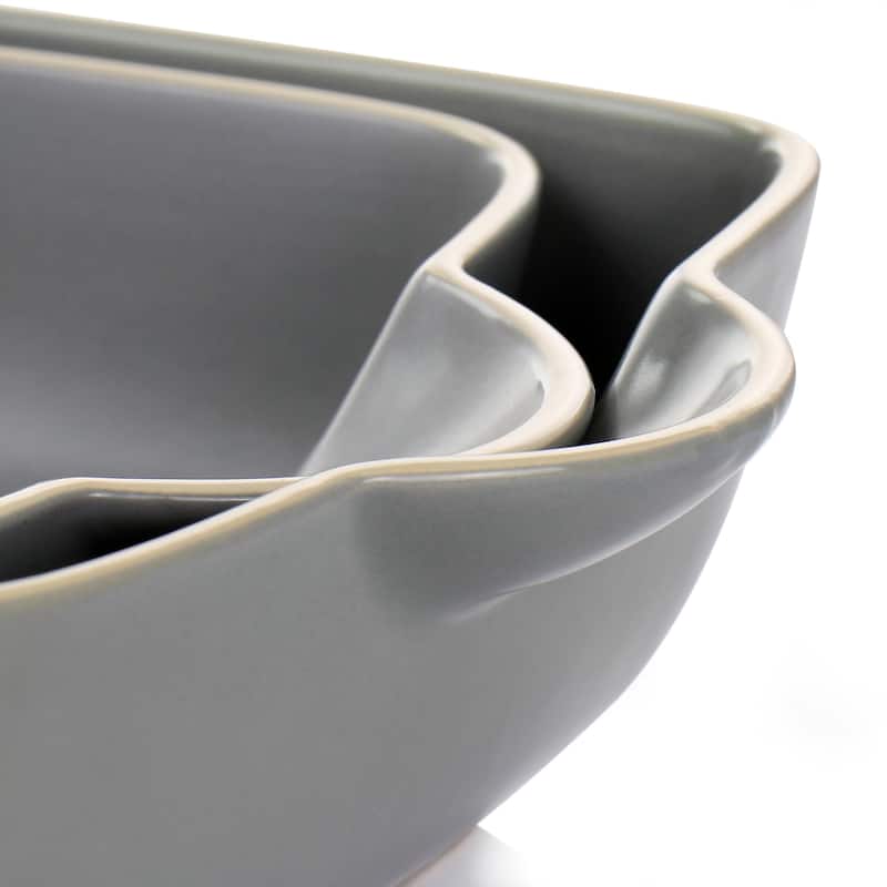 Gibson Home Rockaway 2 Piece Stoneware Nesting Bakeware Set in Grey - 2 Piece