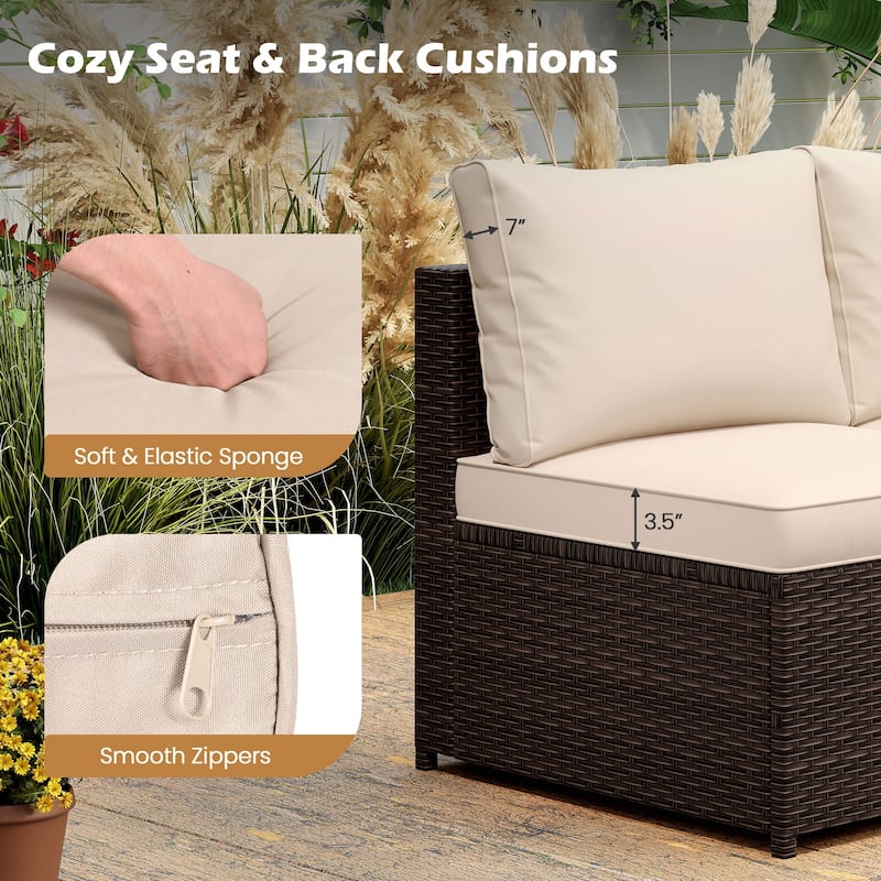 Costway 8 PCS Patio Furniture Set with Storage Box & Tempered Glass - 8 PCS