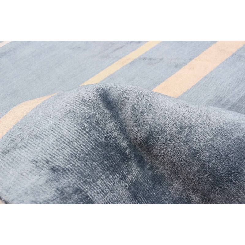 ECARPETGALLERY Hand Loomed Kashkuli Gabbeh Light Denim Blue Viscose Rug - 5'3 x 7'4