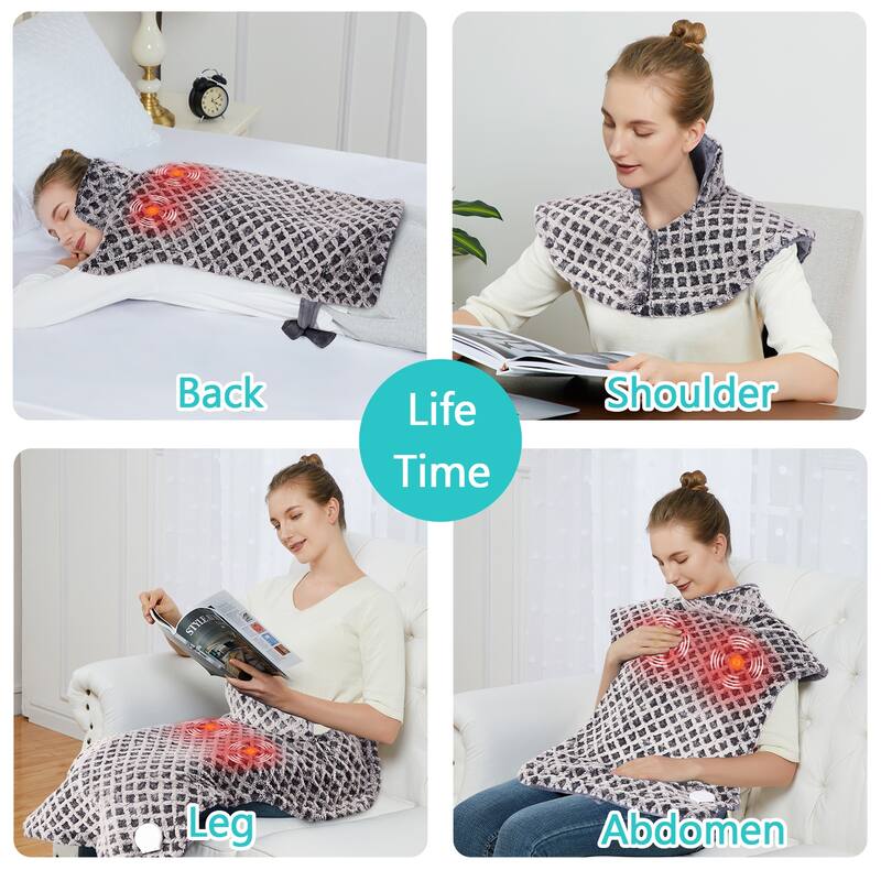 Massaging Heating Pad for Neck and Shoulder Back Pain Relief, 3 Heating Levels & 3 Massage Modes