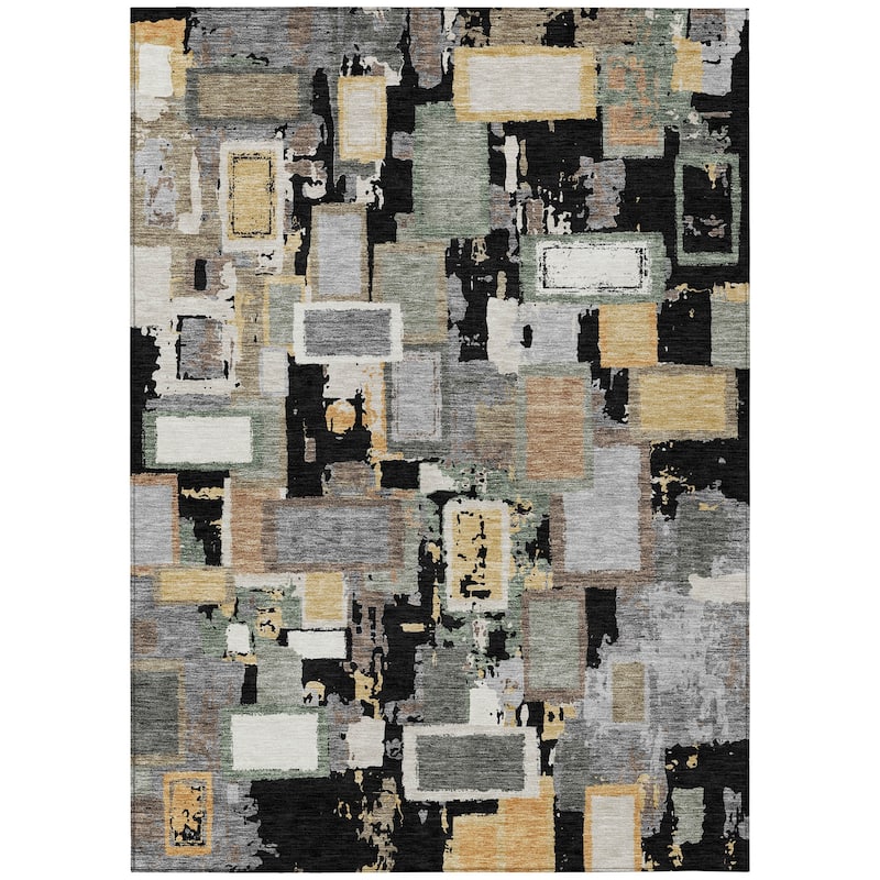 Machine Washable Indoor/ Outdoor Contemporary Geo Chantille Rug