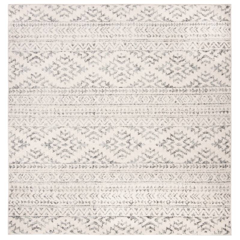 SAFAVIEH Tulum Bora Moroccan Boho Chic Area Rug - 8' Square - Ivory/Grey