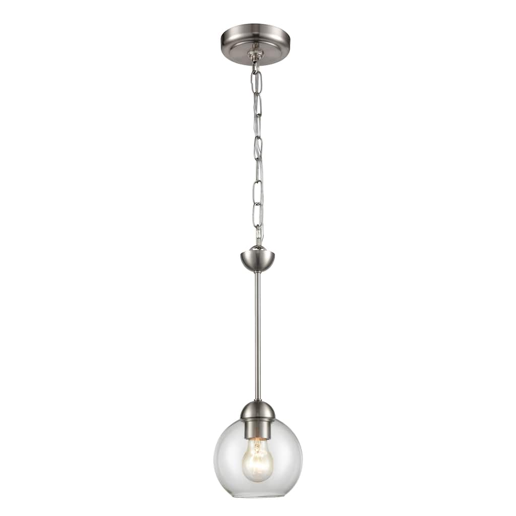 Astoria 6-inch Wide 1-Light Mini Pendant in Brushed Nickel - 6in W x 6in D x 17in H
