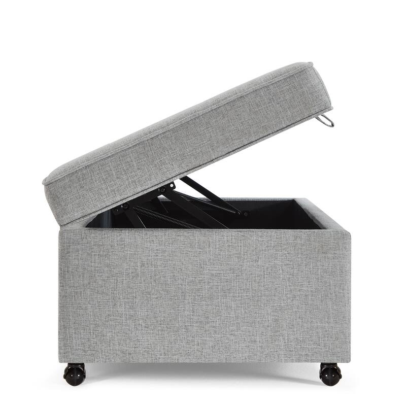 Entryway Footrest Seat with Solid Wood Frame and Swivel Casters, Upholstered Seat, Indoor Bench Storage Bench