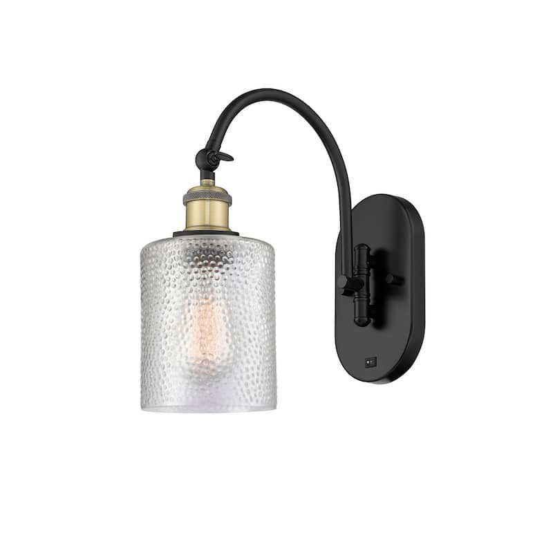 Innovations Lighting 518-1W-13-5 Cobbleskill Sconce Cobbleskill 13" - Black Antique Brass / Clear