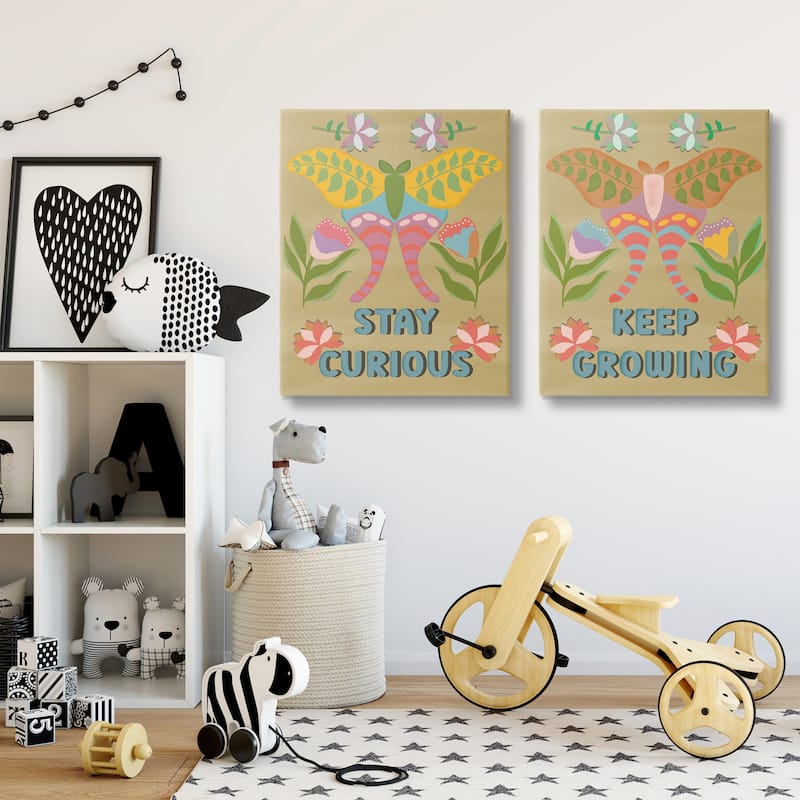 Stupell Stay Curious & Keep Growing Canvas Wall Art Design By Julia Fox (Set of 2)