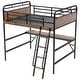 preview thumbnail 14 of 13, Black Metal Loft Bed with Desk Underneath, Light Strips and Charge Station, Full Size High Loft Bed Frame with Handrail Ladder