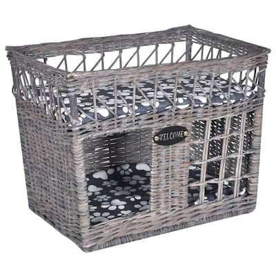 vidaXL Willow Cat Tree Pet House/Bed/Scratching Post with Cushion Square - 18.1" x 12.6" x 14.2"