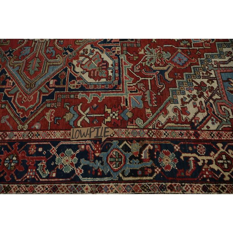 Hand Knotted Oriental 100% Wool Carpet Traditional Medallion Red Heriz Area Rug - 10' 8'' X 7' 7''