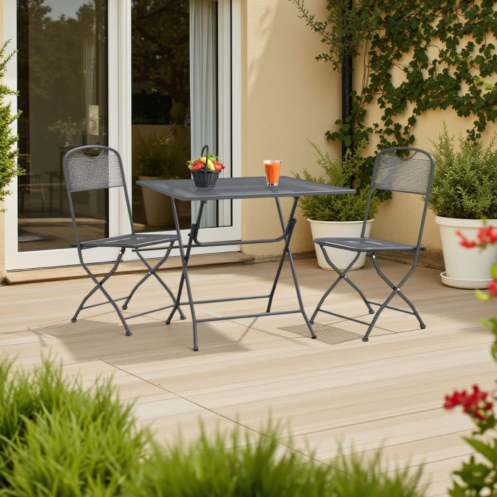 Yoko 3pc Outdoor Breakfast Table and Chairs Set, Foldable, Dark Gray