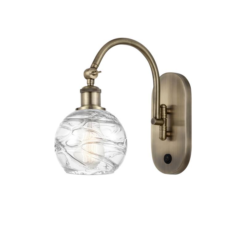 Innovations Lighting Ballston Athens Deco Swirl - 1 Light 6" Sconce - Arm Swivels Side To Side - Antique Brass/Clear Deco Swirl