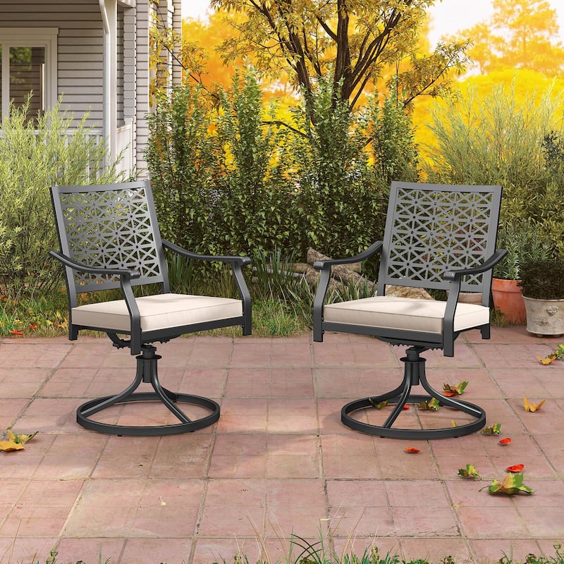 Costway 4 PCS Outdoor Swivel Chairs Patio Dining Chairs with Padded - See Details