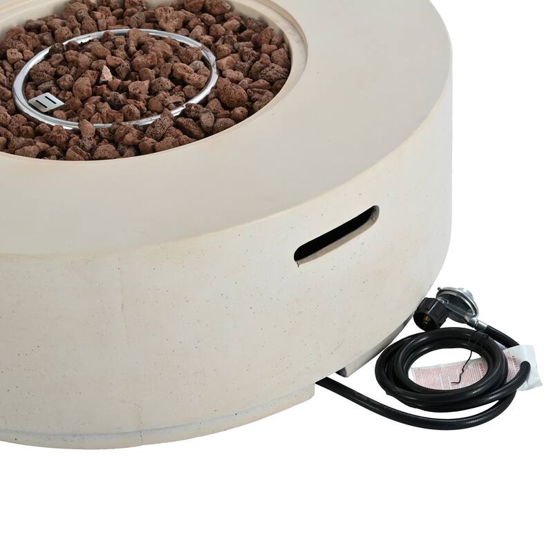38.2" Round Outdoor Propane Fire Pit, Outside Fire Pit Table with 50000 BTU, Steel Burner, Lava Rocks, Waterproof Cover