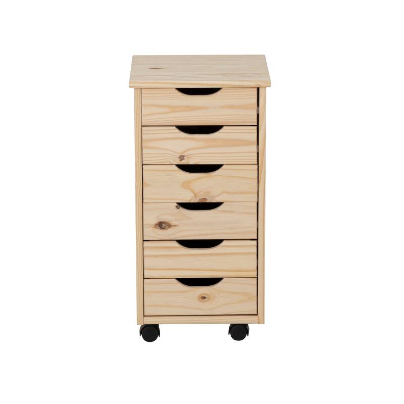 Wooden Storage Cabinet with Casters- 25.75" - Beige