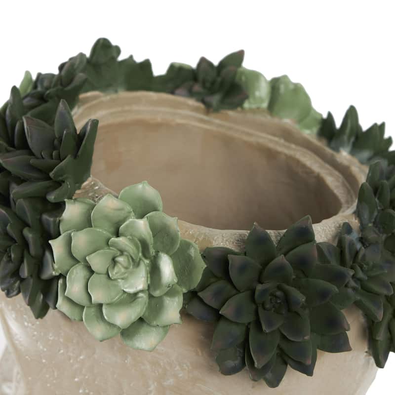 Resin Woman Bust Indoor Outdoor Planter with Succulent or Flower Crown and Orange or Blue Top - Beige - Roche River Decor