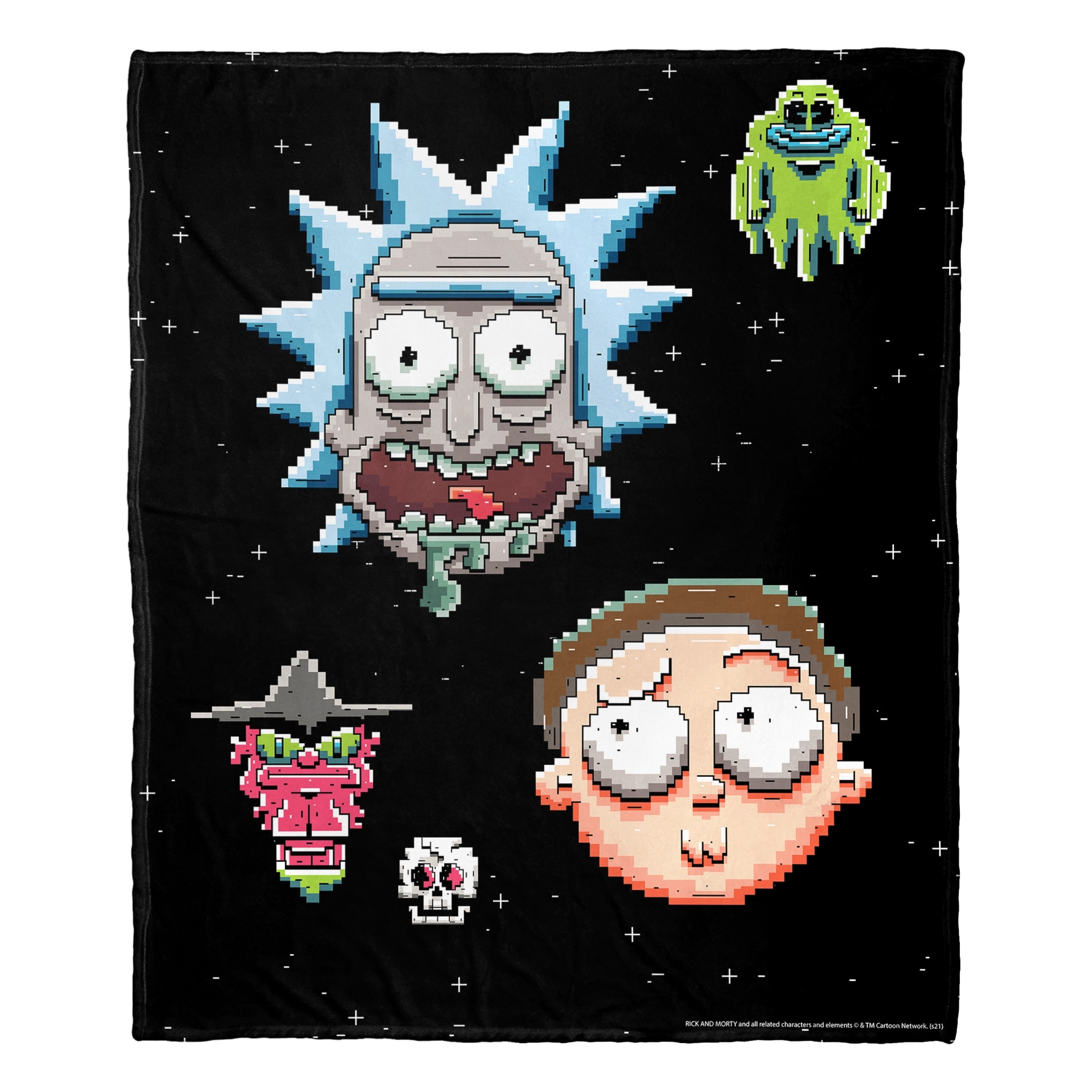 Warner Brothers Rick & Morty Pixelverse Silk Touch Throw Blanket