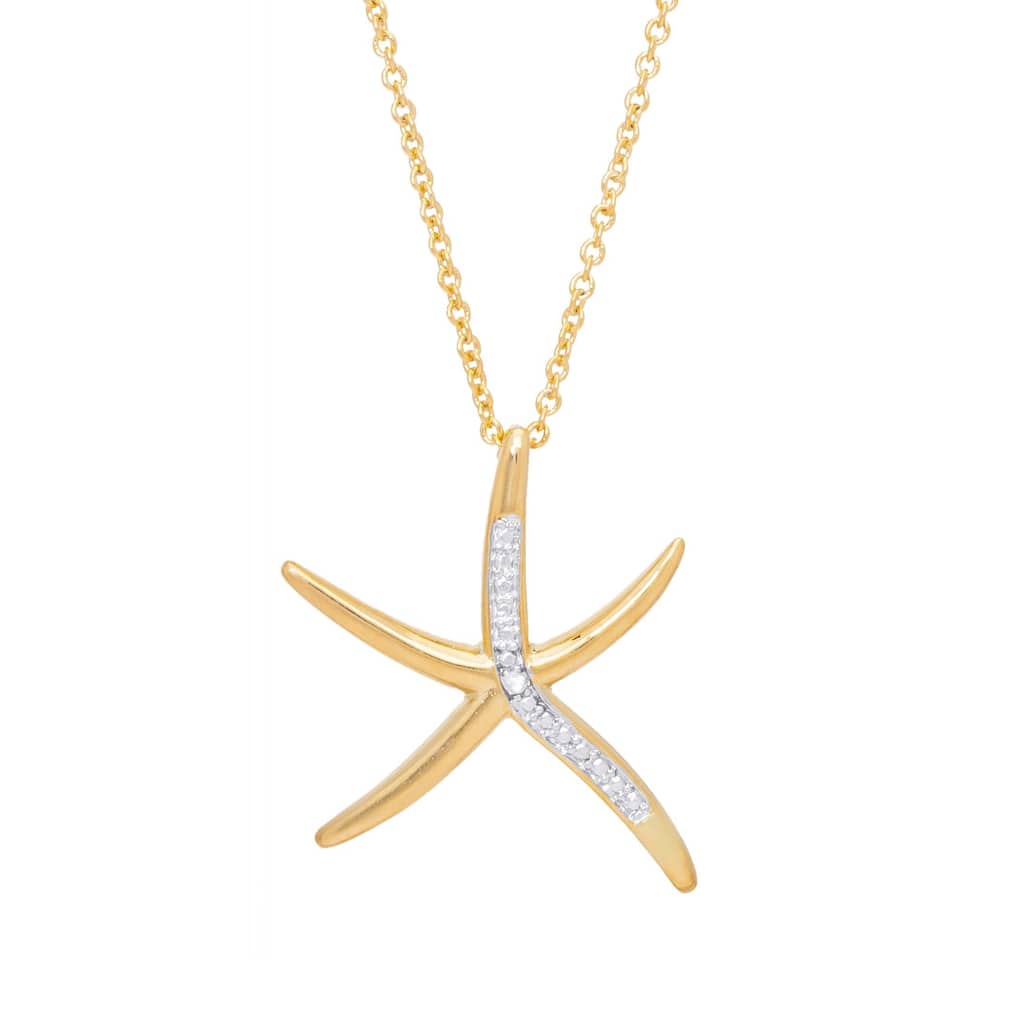 Victoria Townsend Gold Plated Cubic Zirconia Starfish Pendant-18"