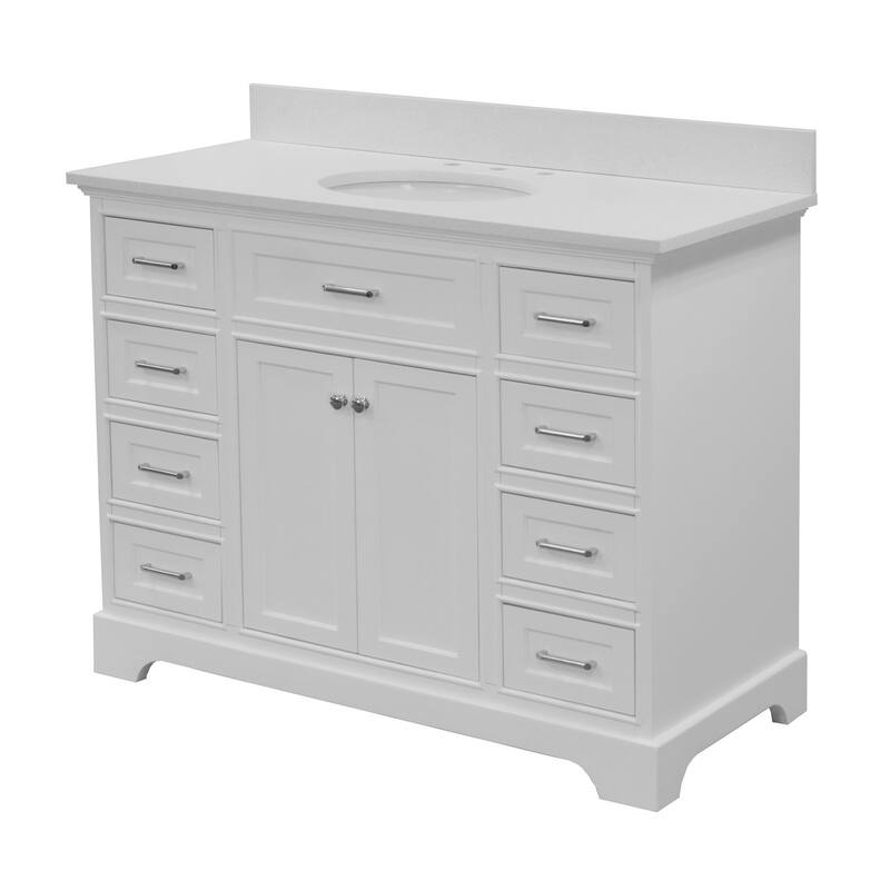 KitchenBathCollection Aria 48" Bathroom Vanity with Quartz Top