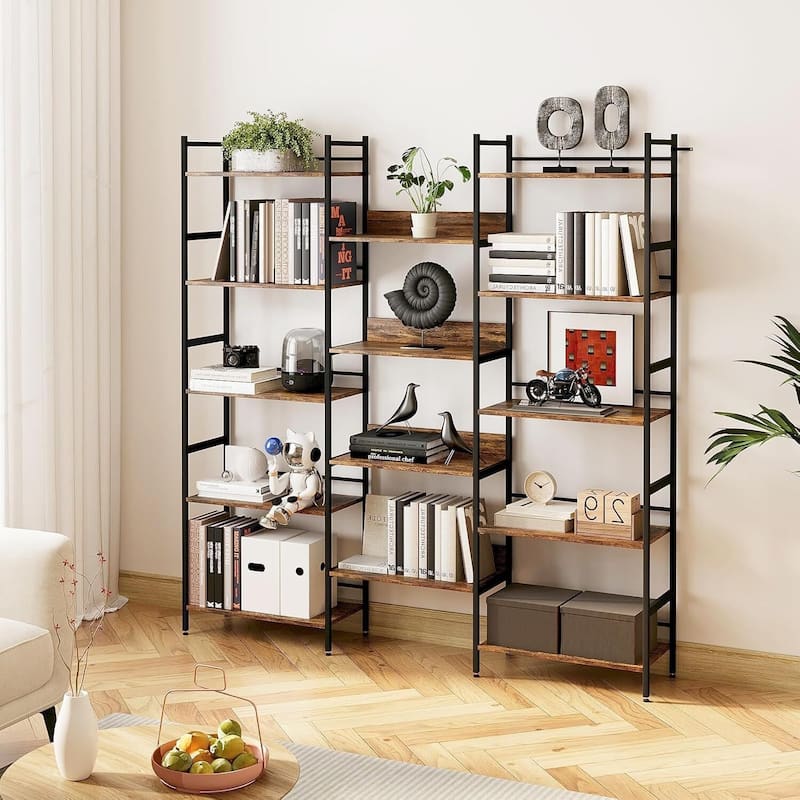 5 Tier Bookshelf, Standing Bookcase with 14 Open Display Shelves - N/A
