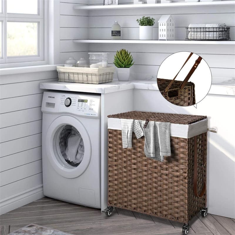 90L Divided Handwoven Hampers - 18.3"L x 13.5"W x 26.4"H