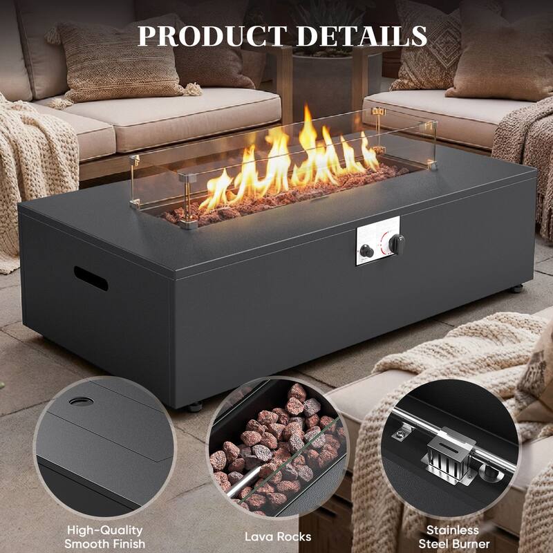 Luna 10-Piece Wicker Outdoor Patio Fire Pit Sofa Set with 6-Inch Thick Cushions