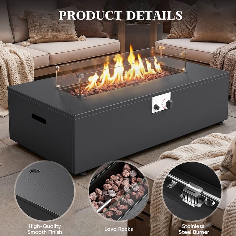 Meyreso 5-Piece Wicker Outdoor Patio Fire Pit Sofa Set with 6-Inch Thick Cushions