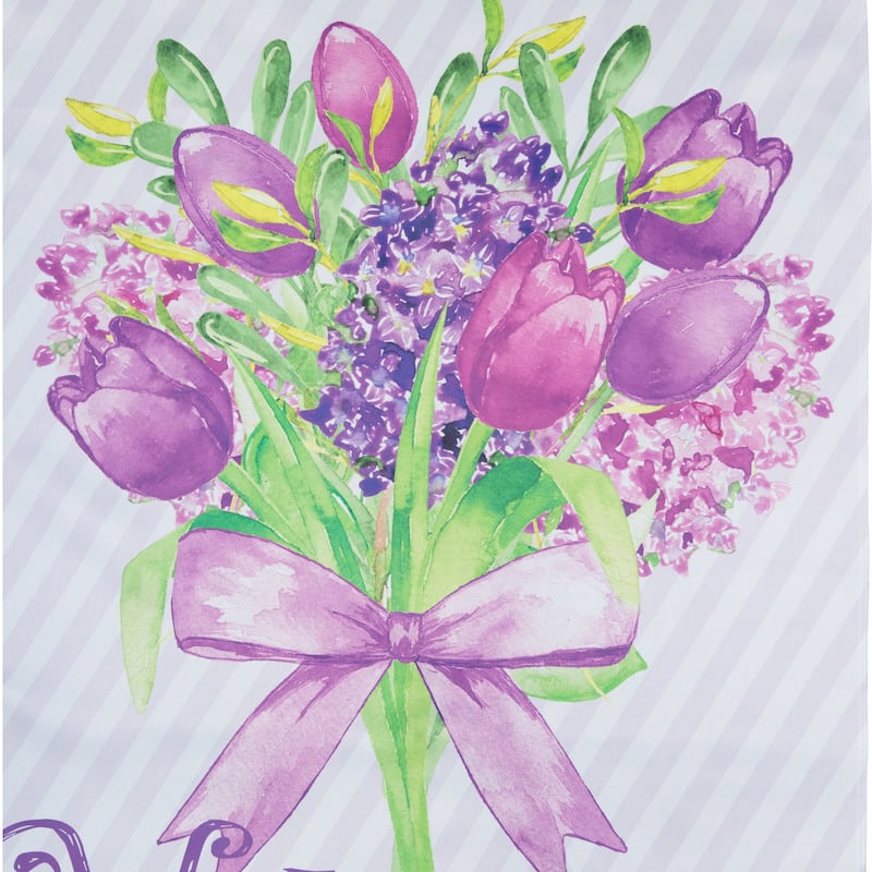 Welcome Purple Floral Bouquet Outdoor House Flag 28" x 40"