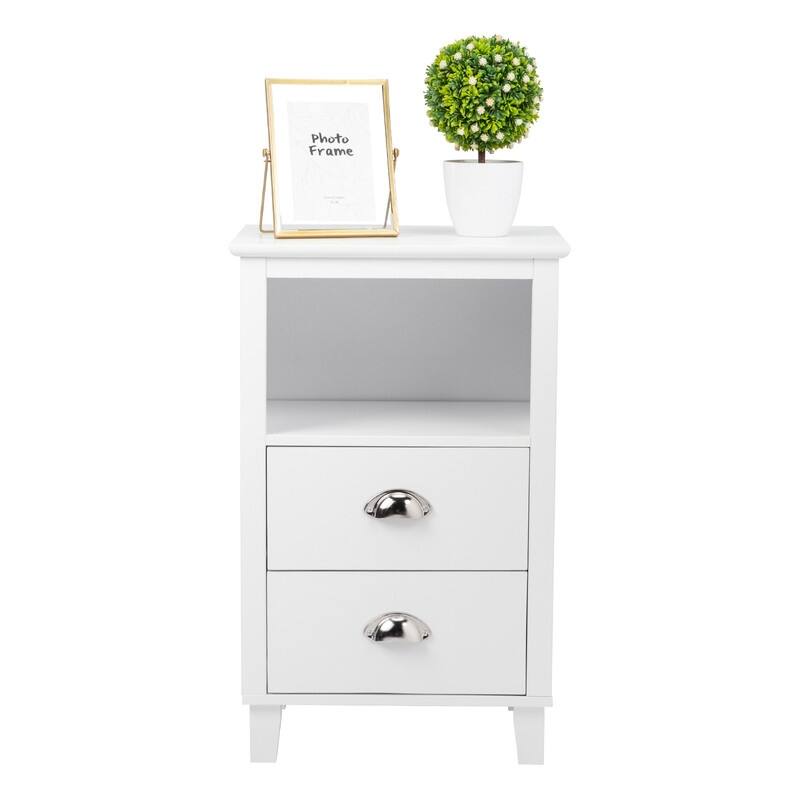 MDF Nightstand with Two Drawers
