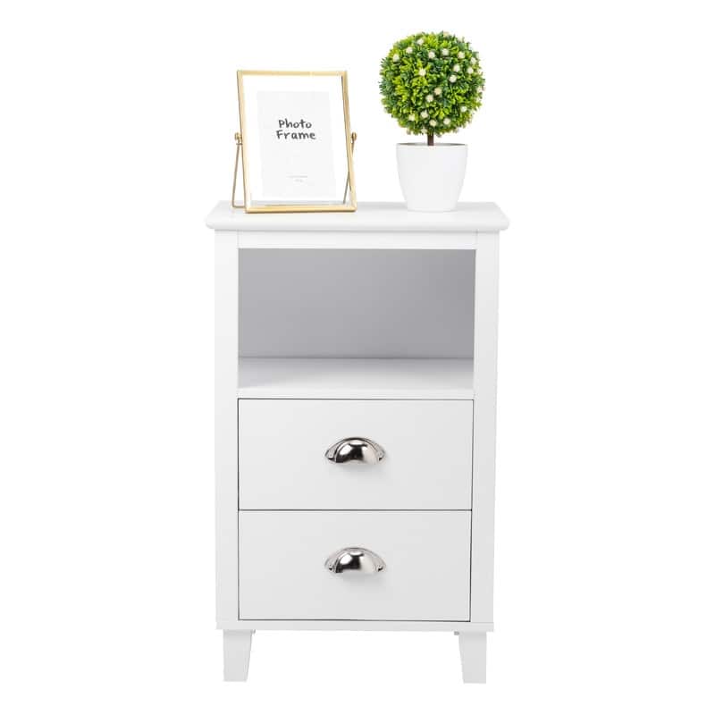 MDF Nightstand with Two Drawers