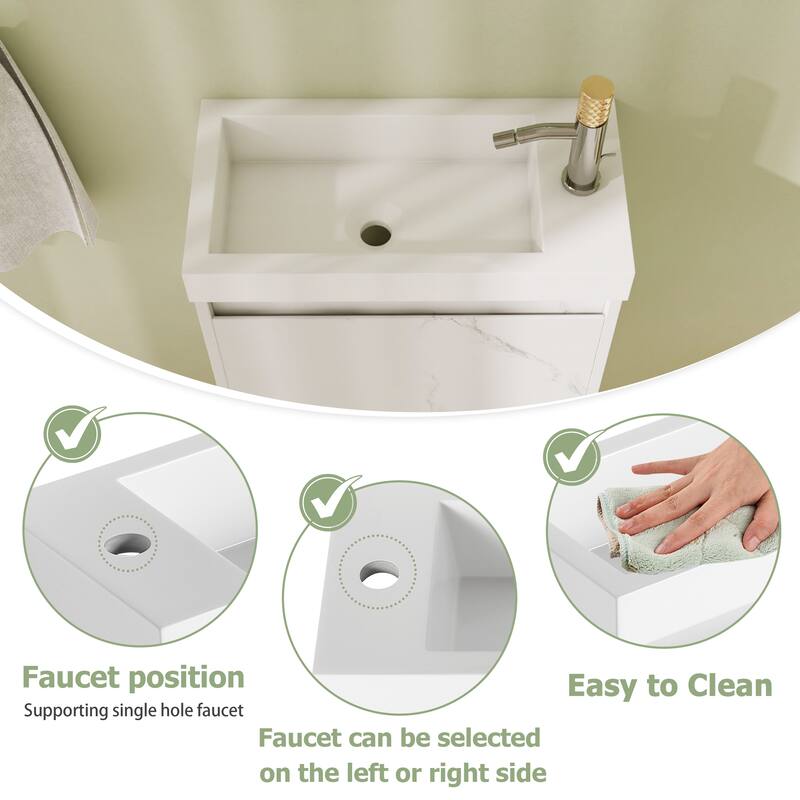 20" Floating Bathroom Vanity with Sink, Mini Wall Mounted Bathroom Vanity with Soft Close Door