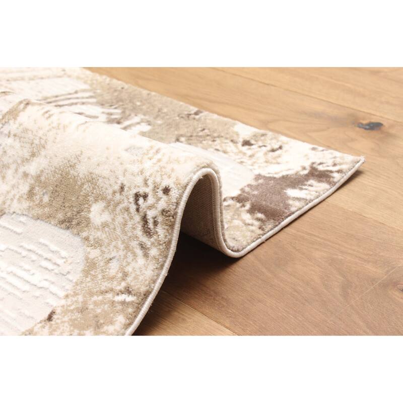 ECARPETGALLERY Machine Made Echo Tan Area Rug
