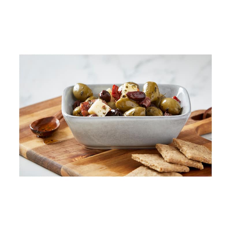 Stinson Light Gray Ceramic Small Serving Bowl 8oz Dishwasher Safe 1.8in H x 5.6in L x 4in W Everyday Use