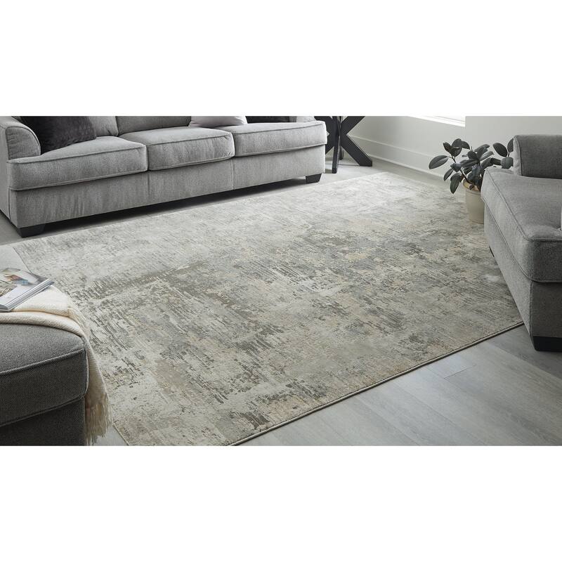 Signature Design by Ashley Hilldunn Gray Rug - 94.5" W x 122" D x 0.25" H