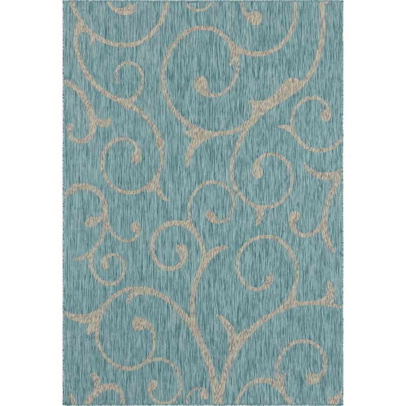 Outdoor Turgh Collection Area Rug - Light Aqua - 7'x10'
