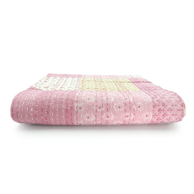 Sevita Hand-Stitched Natural Cotton Quilted Standard Size Throw Blanket