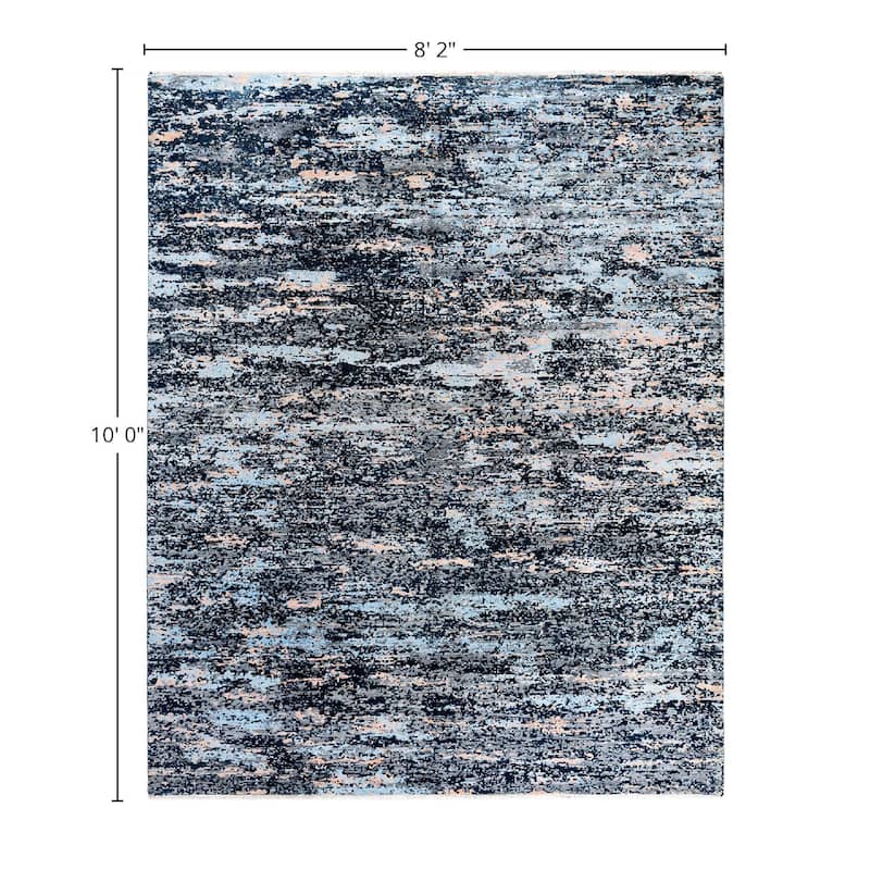 Ikat One-of-a-Kind Hand-Knotted Area Rug, Blue - 8' 2" x 10' 0"