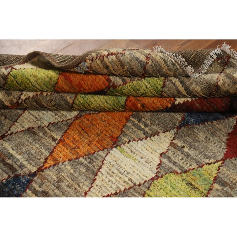 Trellis Geometric Moroccan Oriental Rug Hand-Knotted Wool Carpet - 5'0" x 6'7"