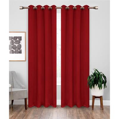 2 Piece Solid Burgundy Blackout Curtain Panel Set
