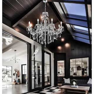 8 - Light Omni Smoke/Clear Crystal Chandelier French Style Adjustable Raindrop
