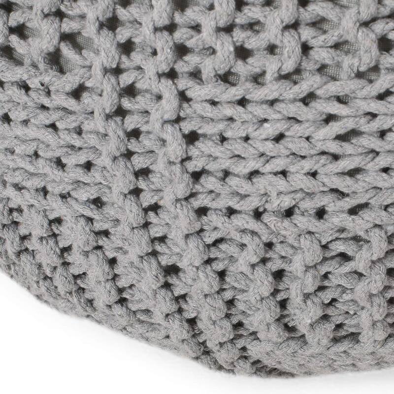 Charming Knitted Cotton Pouf for Stylish Home Decor and Comfort