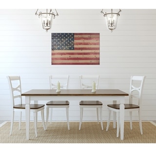 "American Flag" Vintage Print on Planked Wood Wall Art