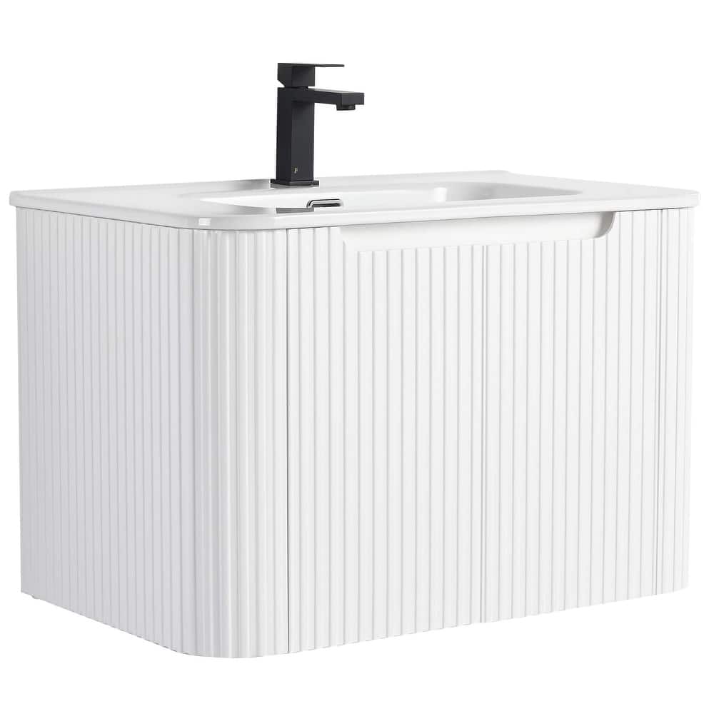 Caskvalley Modern Bathroom Vanity with Straight Fluted Design - Sink Included