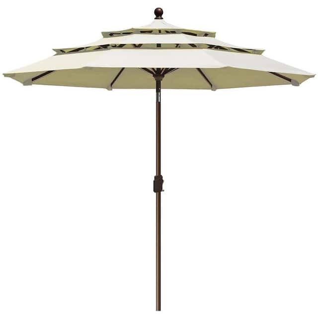EliteShade Sunbrella 9-foot Patio Market Umbrella - 3 Tiers Natural