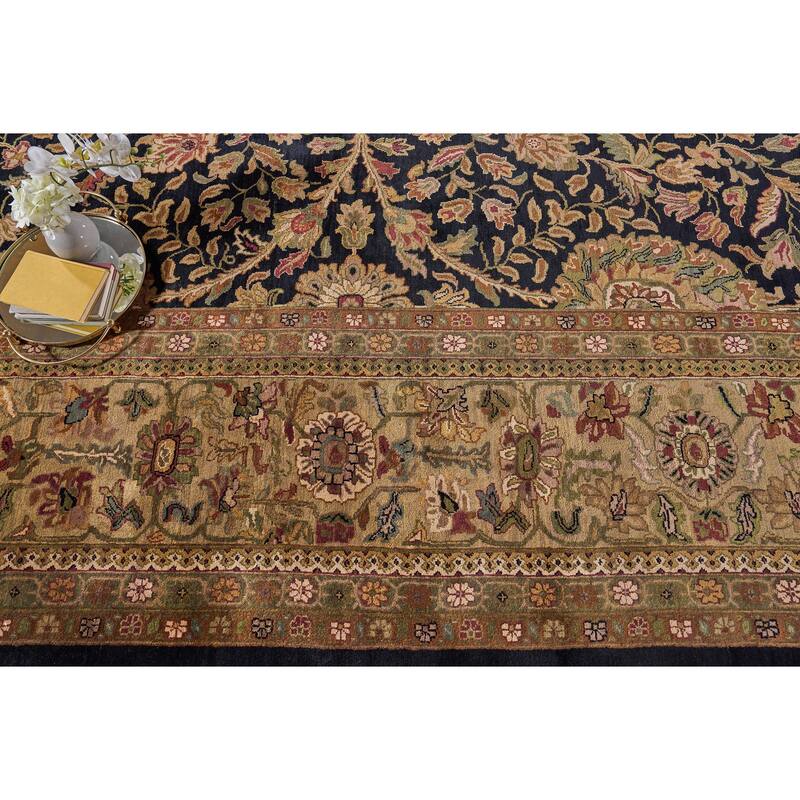 EXQUISITE RUGS ONE-OF-A-KIND Antique Weave Moghul Hand Knotted Black Rug - 15'1"x20'