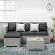 preview thumbnail 1 of 9, Cushioned Grey All-weather Wicker 3-piece Patio Sectional Chat Set Black