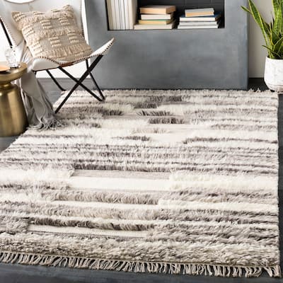 Livabliss Tripoli Abstract Hand-woven Wool Shag Area Rug