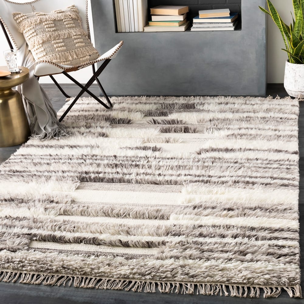 Livabliss Tripoli Abstract Hand-woven Wool Shag Area Rug
