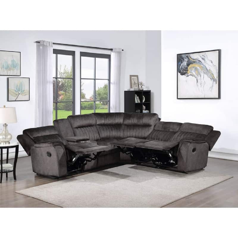 Upholstered Electric Power Reclining L-Shape Sectional Sofa - Grey