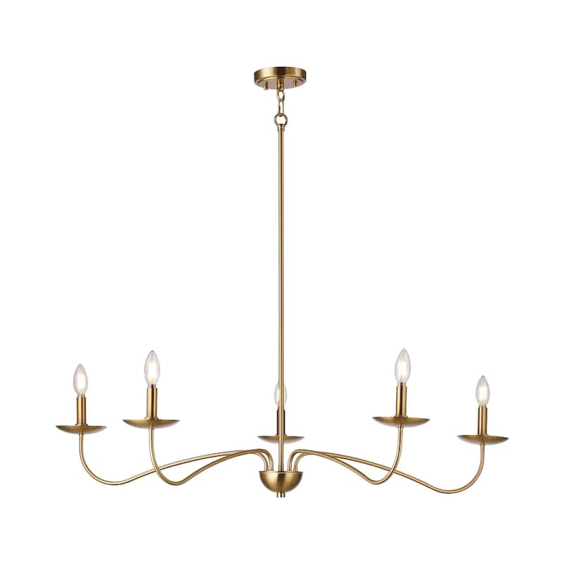 Meridian 5-Light Brushed Brass Chandelier with Candlestick Arms